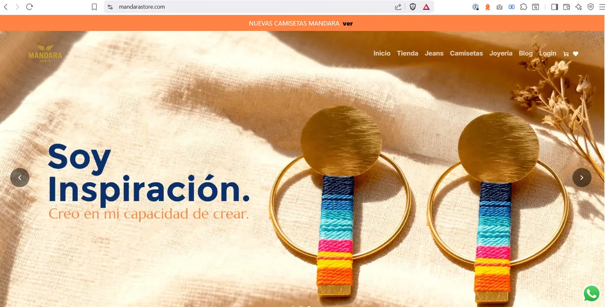 Captura de Mandara Store, proyecto en la trayectoria de John Martinez
