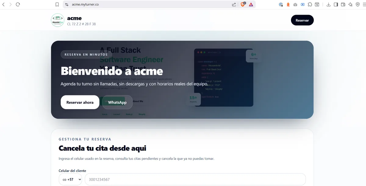 Captura de MyTurner, proyecto en la trayectoria de John Martinez