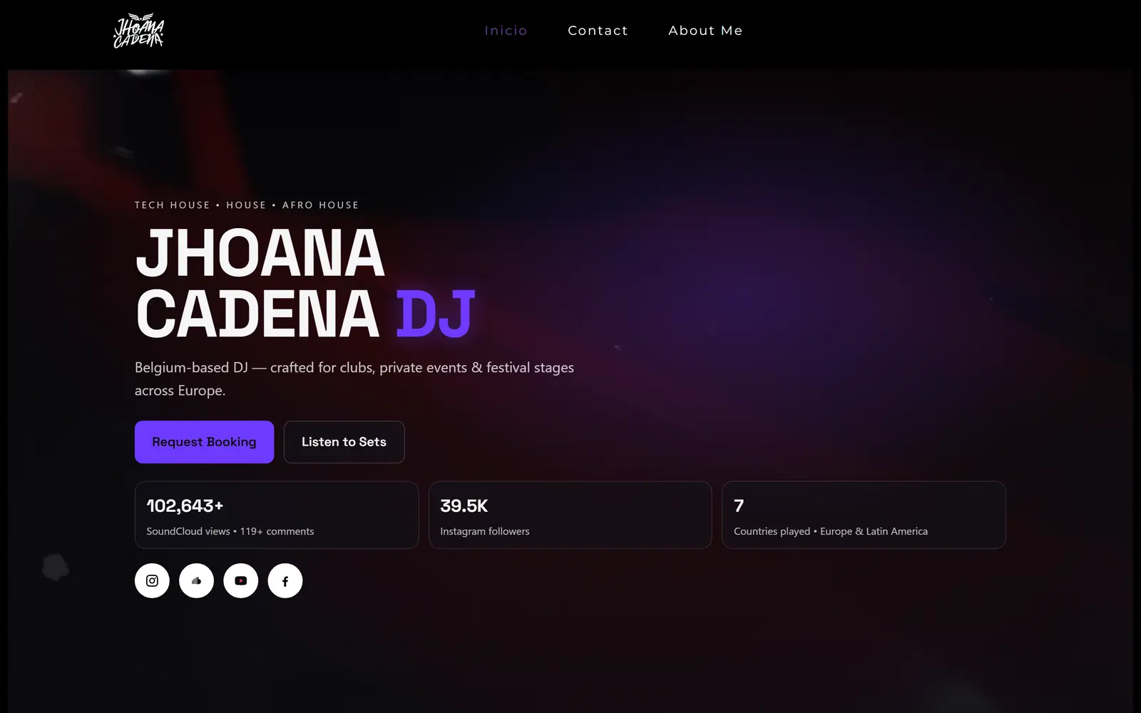 Presentación de la web de Jhoana Cadena DJ, proyecto de Contundente BE